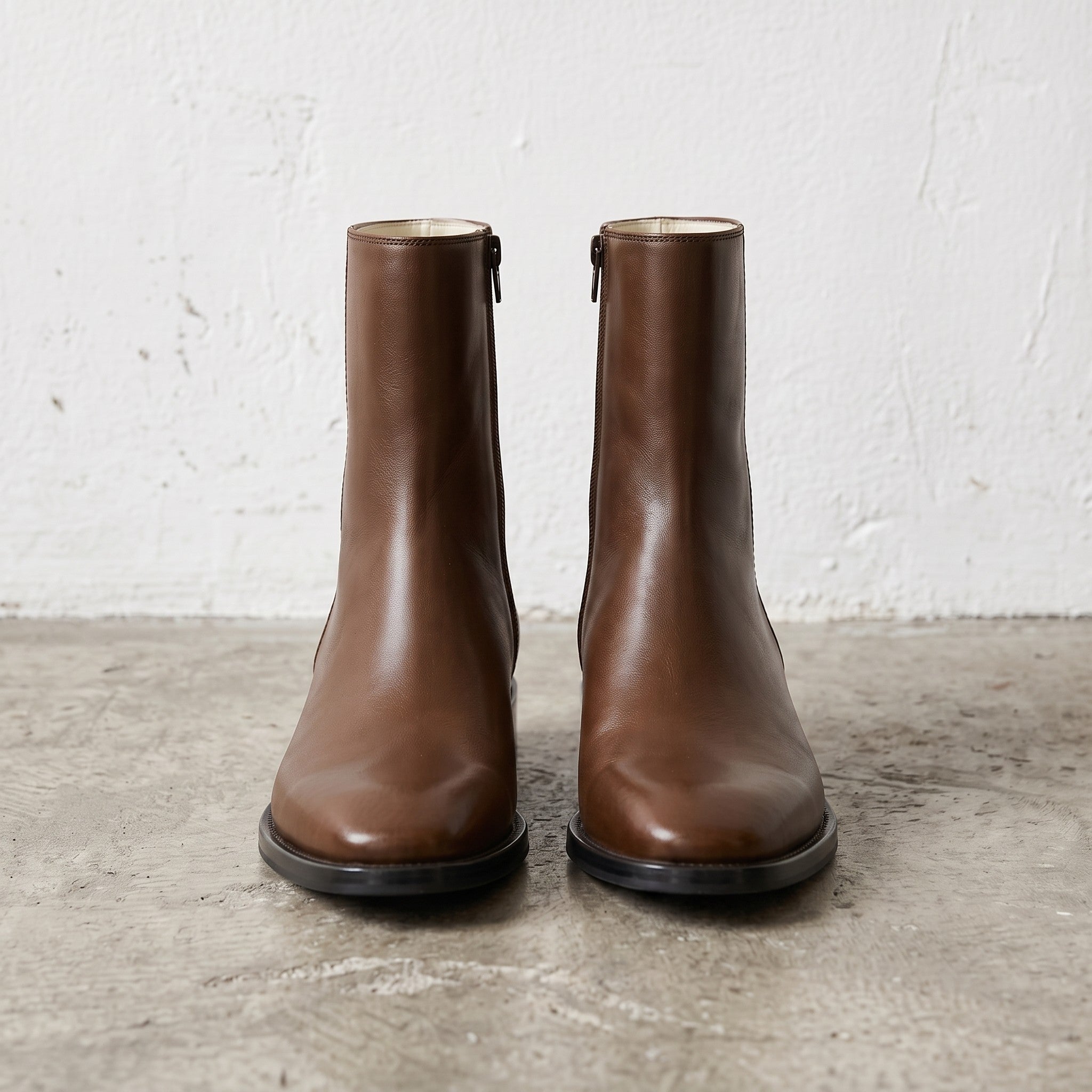 Men's Brown Plain-Toe Leather Ankle Boots — Billingsley