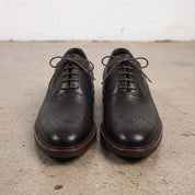 Men's Black Wingtip Leather Brogues — Keating