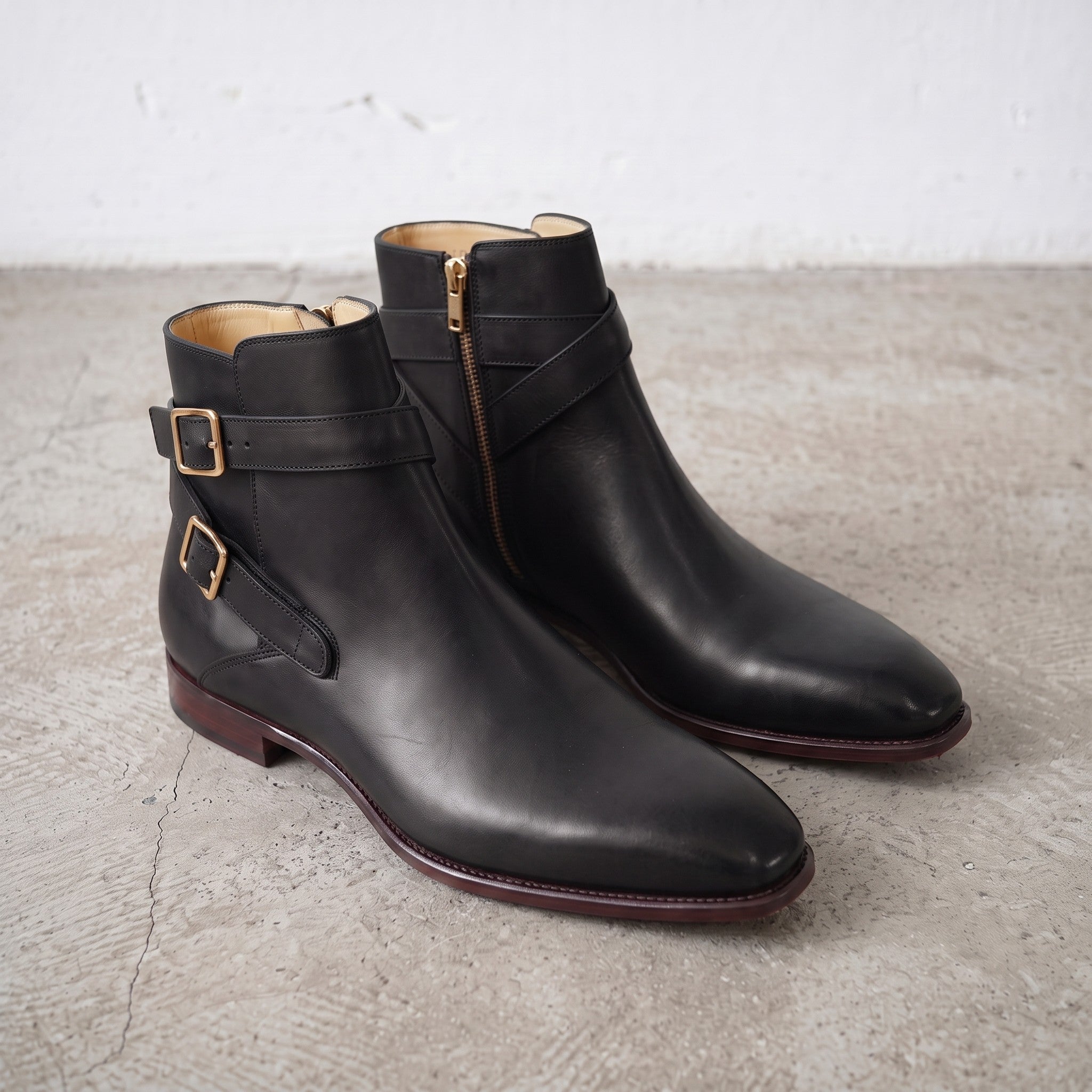 Men's Black Plain-Toe Leather Jodhpur Boots — Irwin