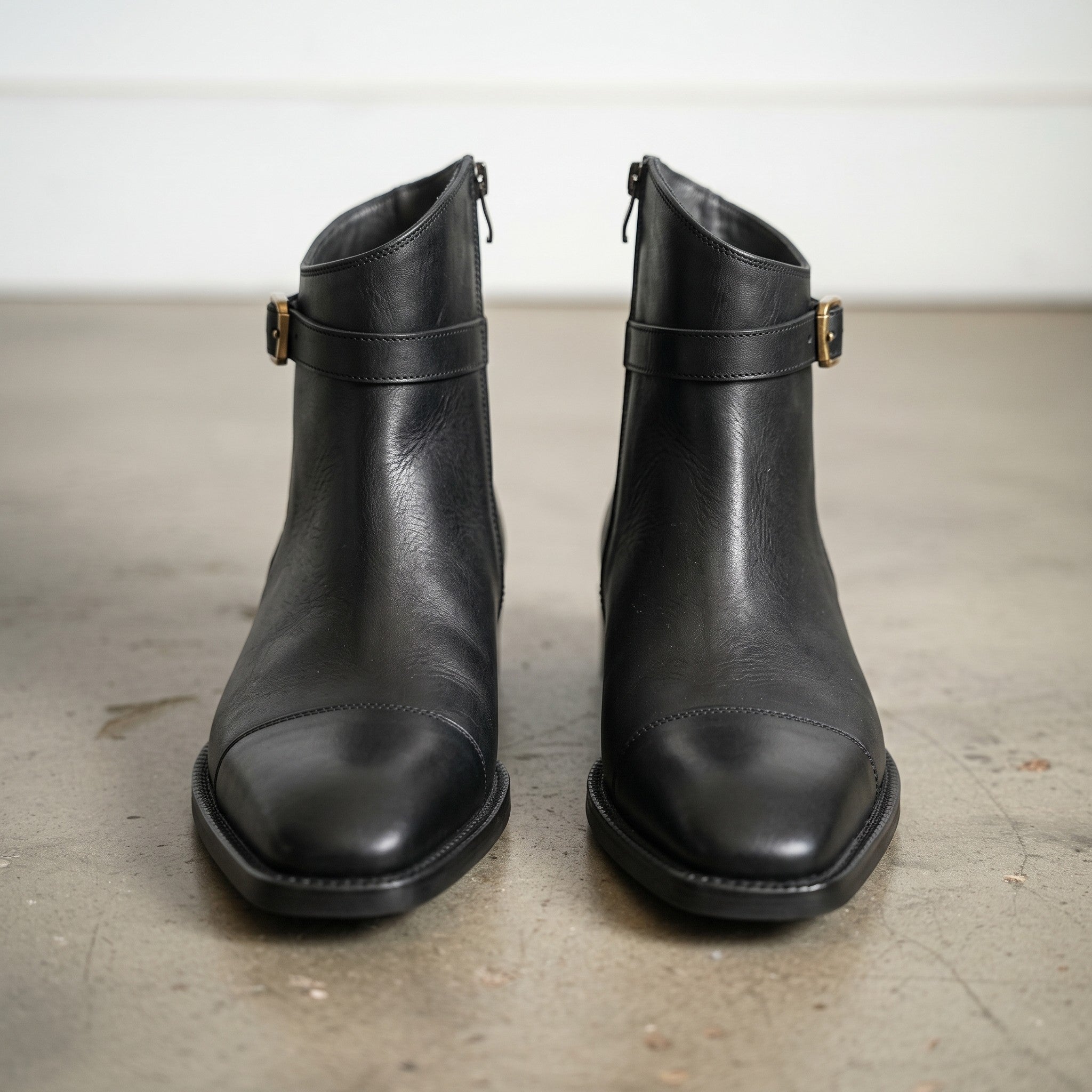 Men's Black Cap-Toe Leather Zip Jodhpur Boots — Reynolds