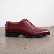 Men's Burgundy Cap-Toe Leather Oxfords — Churwell