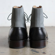 Men's Black and Grey Wingtip Leather Oxford Boots — Aydon