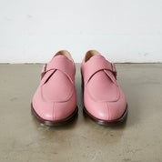 Men's Rose Pink Apron-Toe Leather Monk Strap Shoes — Beynon