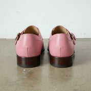 Men's Rose Pink Apron-Toe Leather Monk Strap Shoes — Beynon