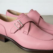 Men's Rose Pink Apron-Toe Leather Monk Strap Shoes — Beynon