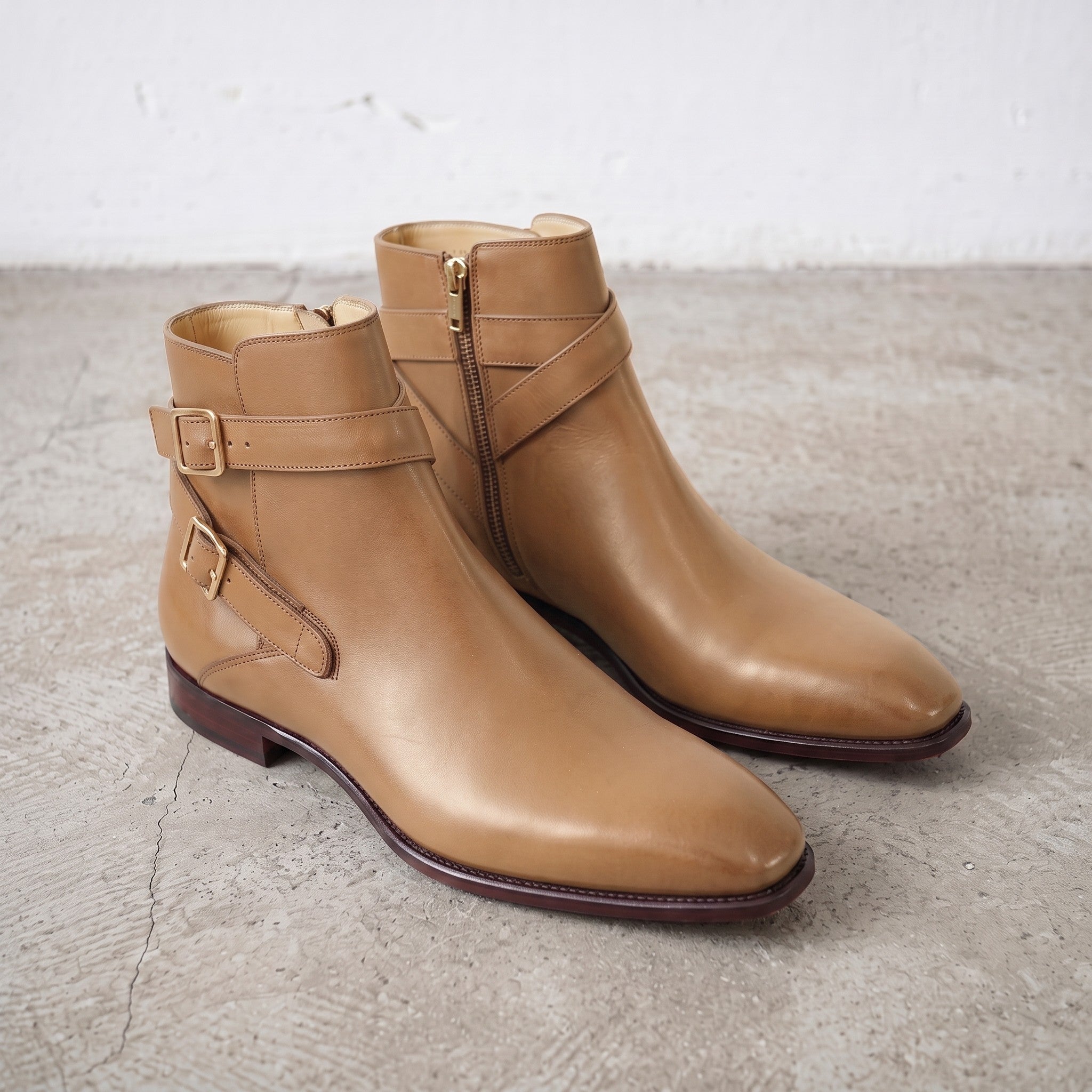 Men's Tan Plain-Toe Leather Jodhpur Boots — Irwin