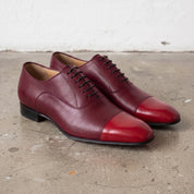 Men's Burgundy and Red Cap-Toe Leather Oxfords — Kenley