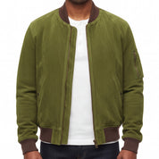 Men's Olive Green Suede Bomber Jacket — Holmfirth