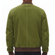 Men's Olive Green Suede Bomber Jacket — Holmfirth