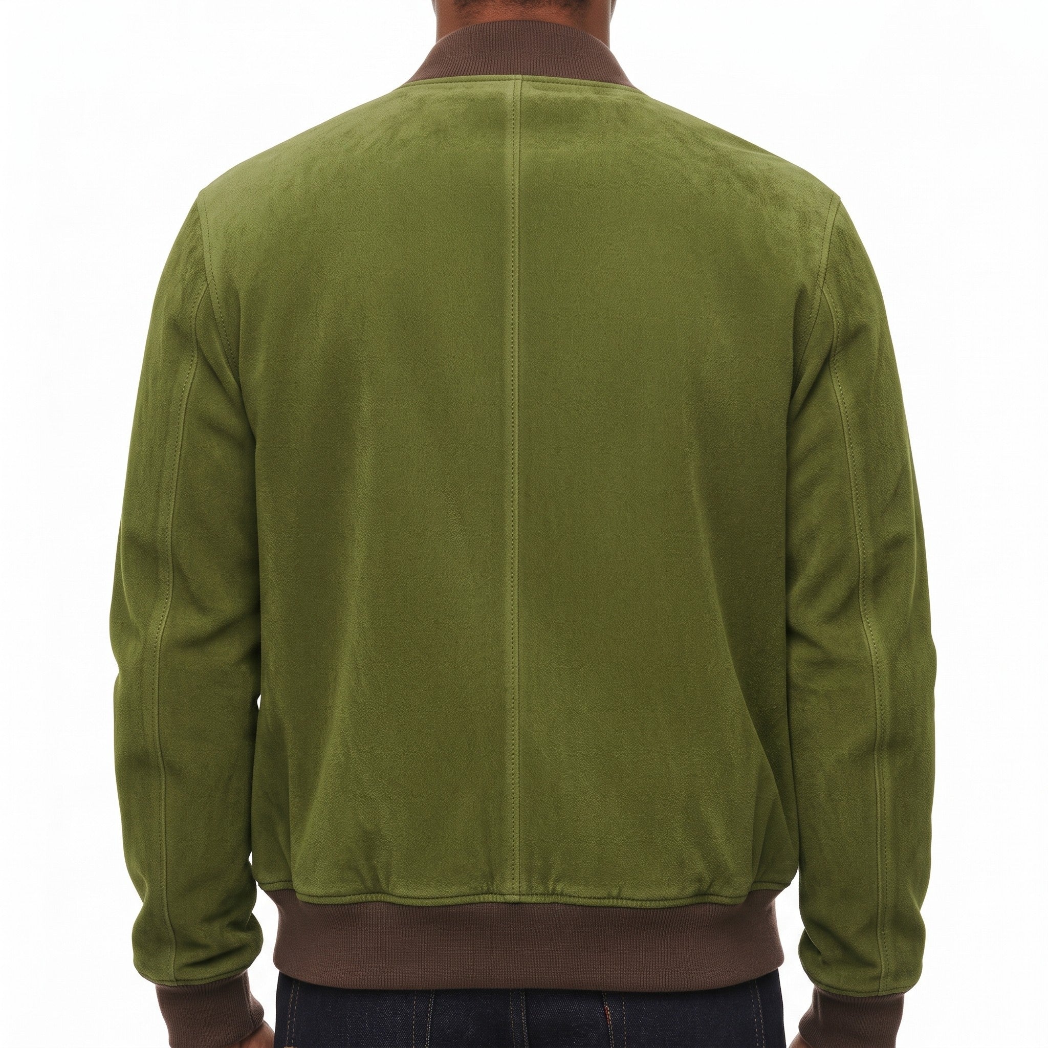 Men's Olive Green Suede Bomber Jacket — Holmfirth