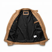 Men's Tan Leather Cafe Racer Biker Jacket — Hatton