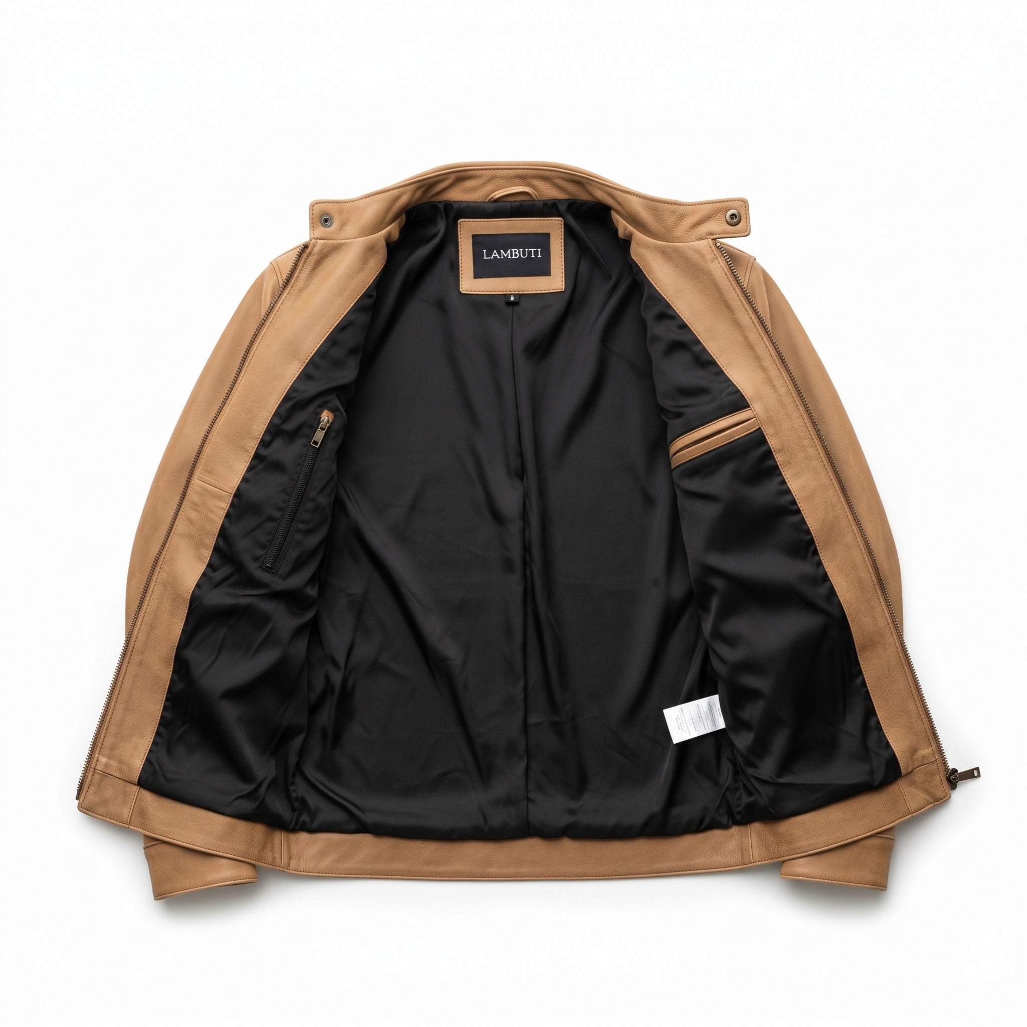 Men's Tan Leather Cafe Racer Biker Jacket — Hatton