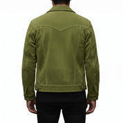 Men's Olive Green Suede Trucker Jacket — Ward
