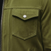 Men's Olive Green Suede Trucker Jacket — Ward