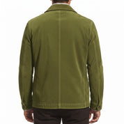 Men's Olive Green Suede Trucker Jacket — Barham