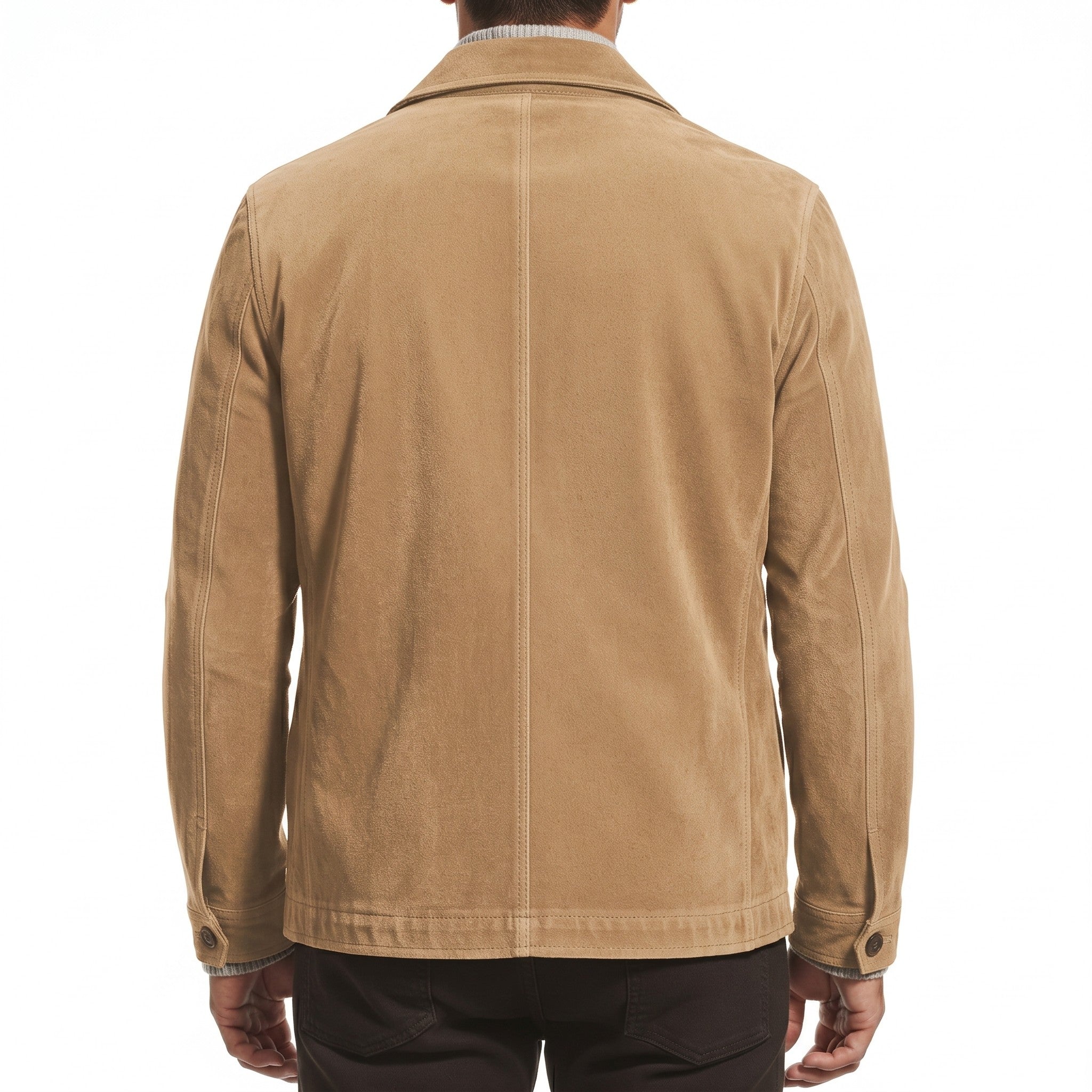 Men's Tan Suede Trucker Jacket — Barham