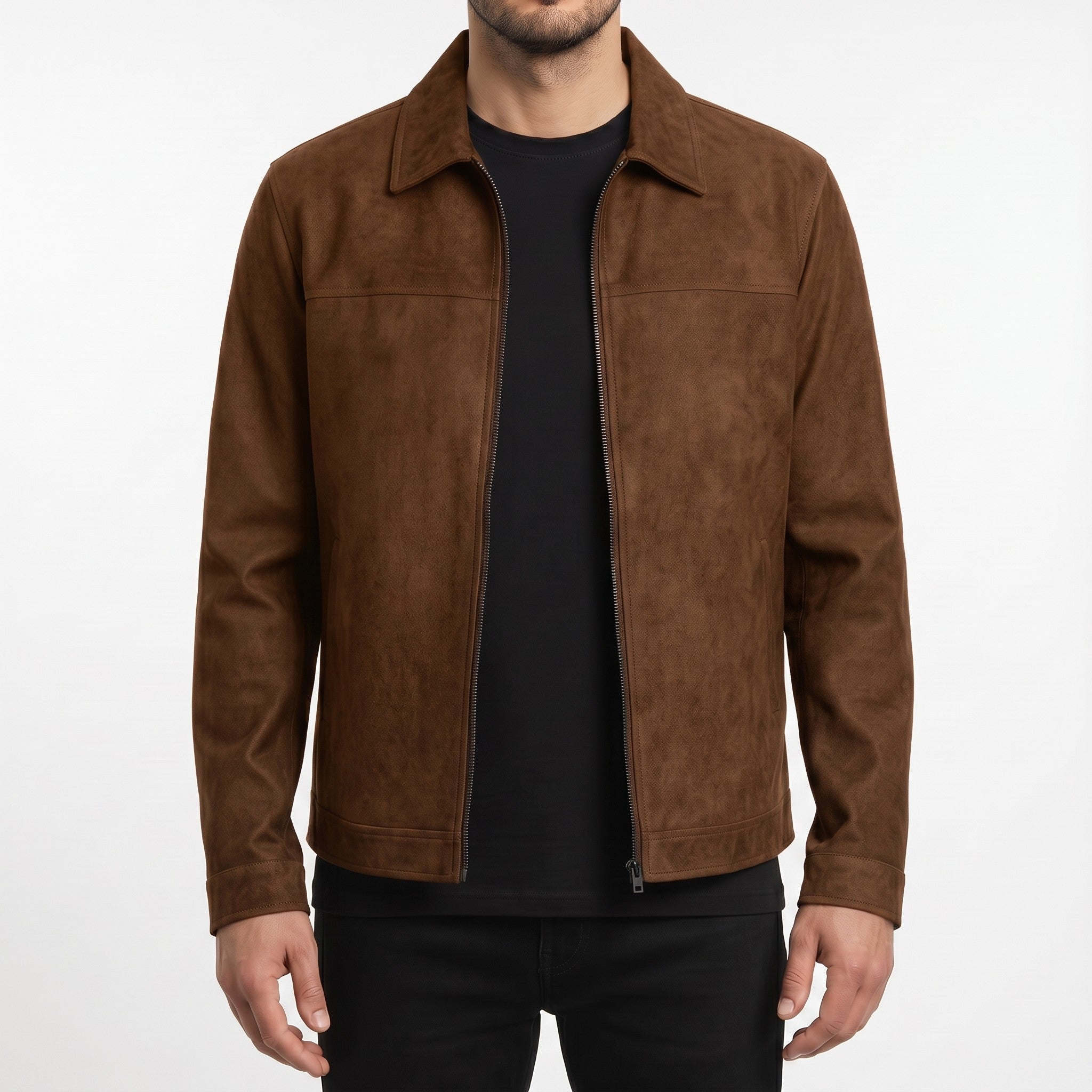 Men's Brown Suede Shirt Jacket — Ardley
