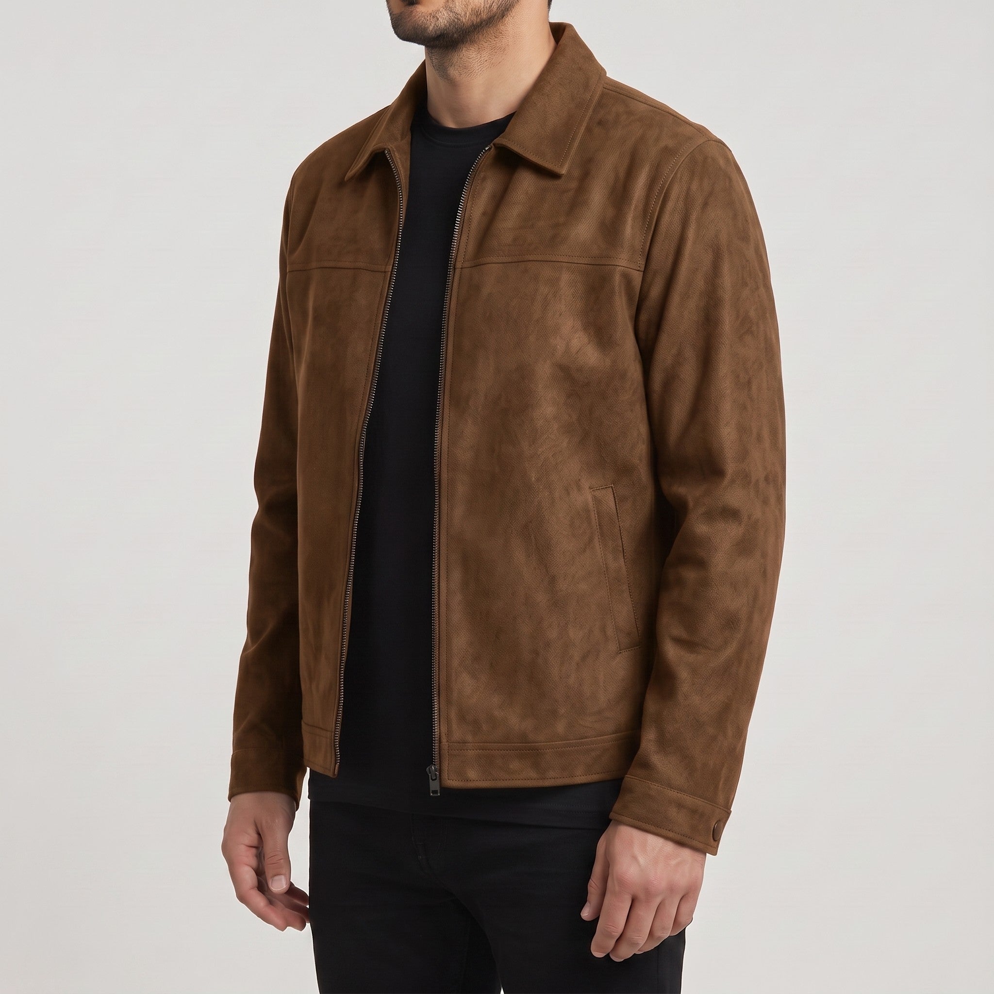 Men's Brown Suede Shirt Jacket — Ardley