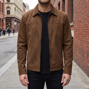 Men's Brown Suede Shirt Jacket — Ardley