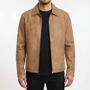 Men's Tan Suede Shirt Jacket — Ardley