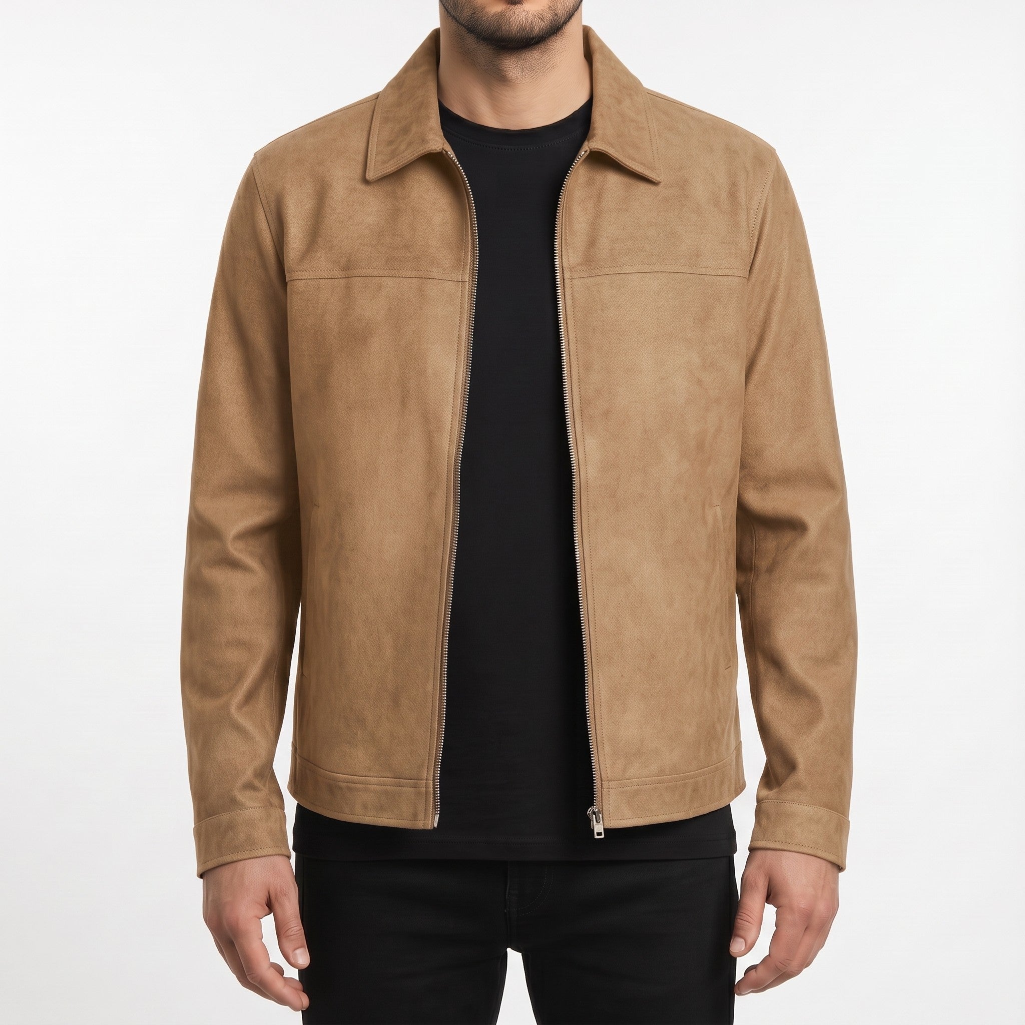 Men's Tan Suede Shirt Jacket — Ardley