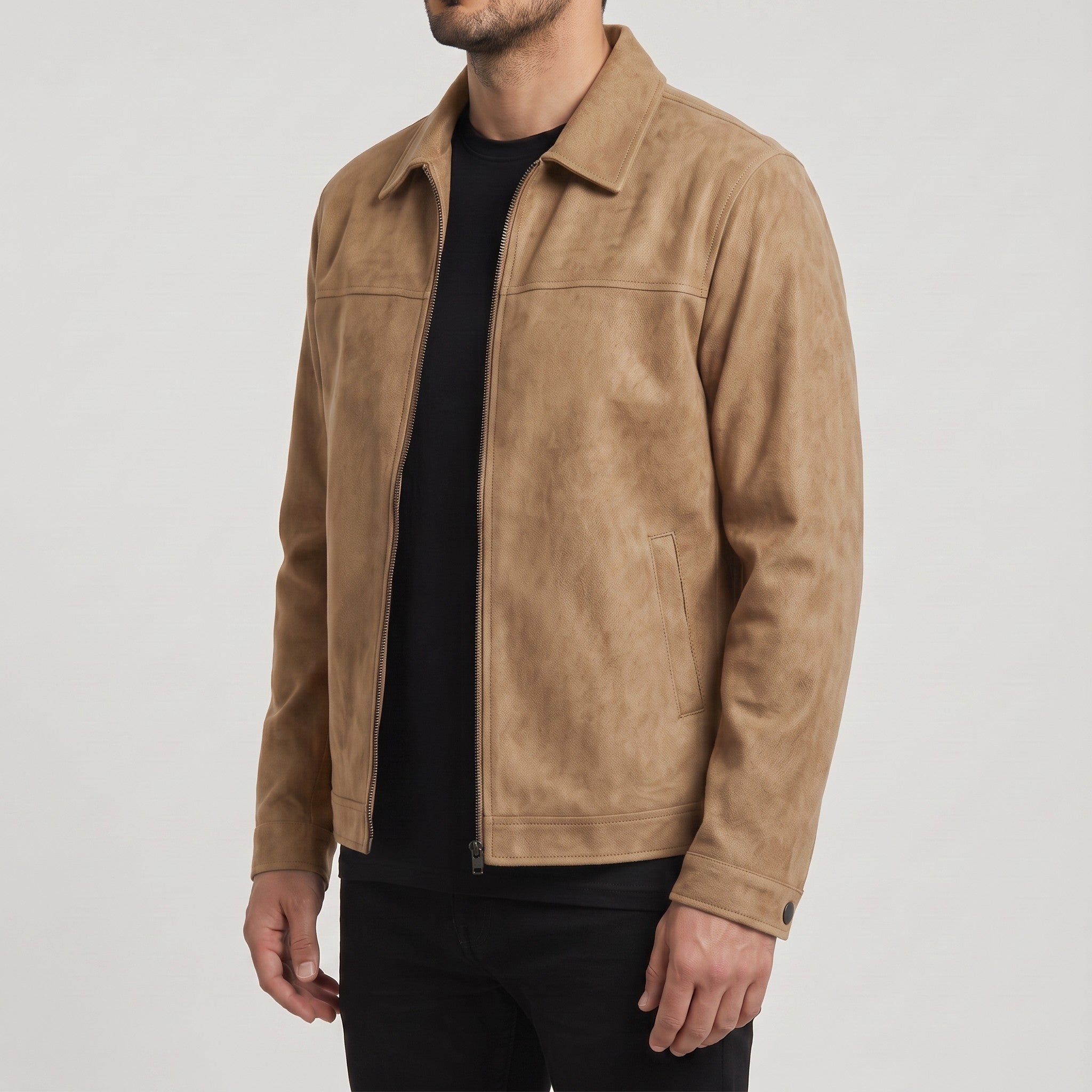 Men's Tan Suede Shirt Jacket — Ardley