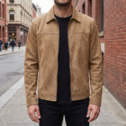 Men's Tan Suede Shirt Jacket — Ardley