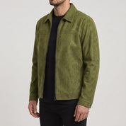 Men's Olive Green Suede Shirt Jacket — Ardley