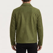 Men's Olive Green Suede Shirt Jacket — Ardley