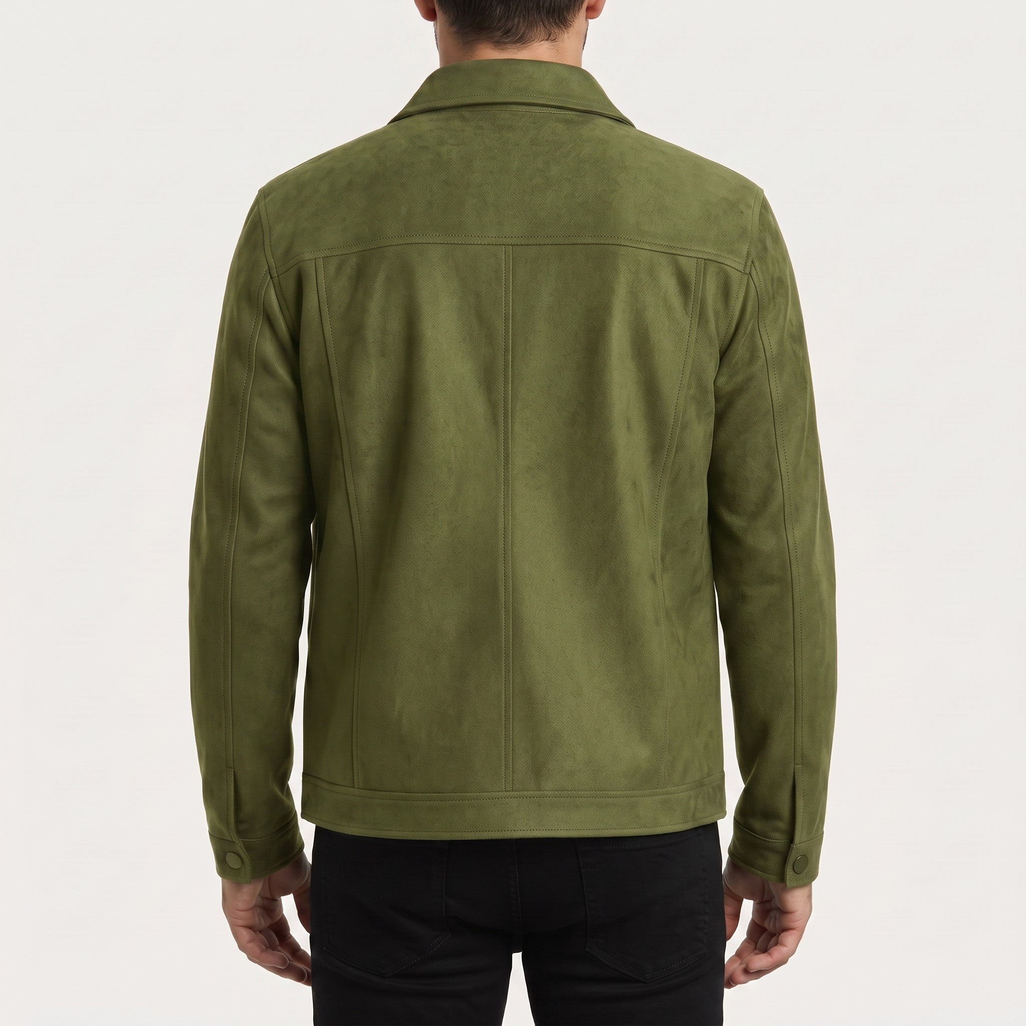 Men's Olive Green Suede Shirt Jacket — Ardley