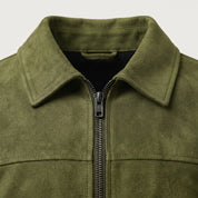Men's Olive Green Suede Shirt Jacket — Ardley