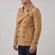 Men's Tan Suede Peacoat — Holford