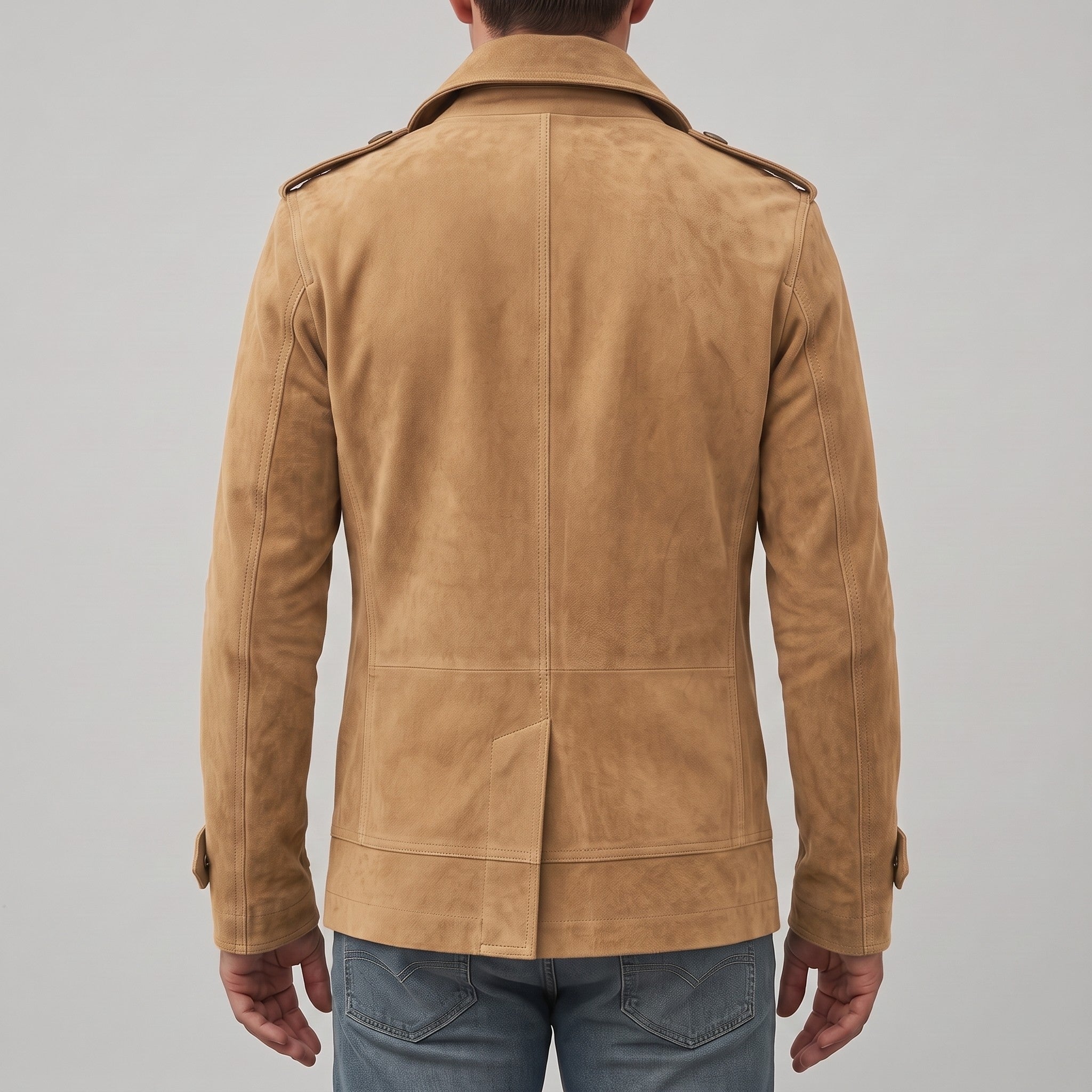 Men's Tan Suede Peacoat — Holford