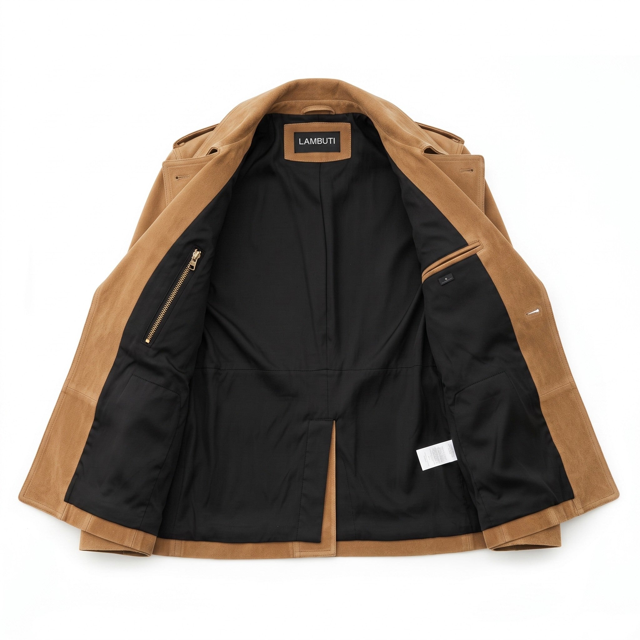 Men's Tan Suede Peacoat — Holford