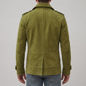Men's Olive Green Suede Peacoat — Holford