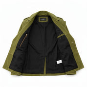 Men's Olive Green Suede Peacoat — Holford