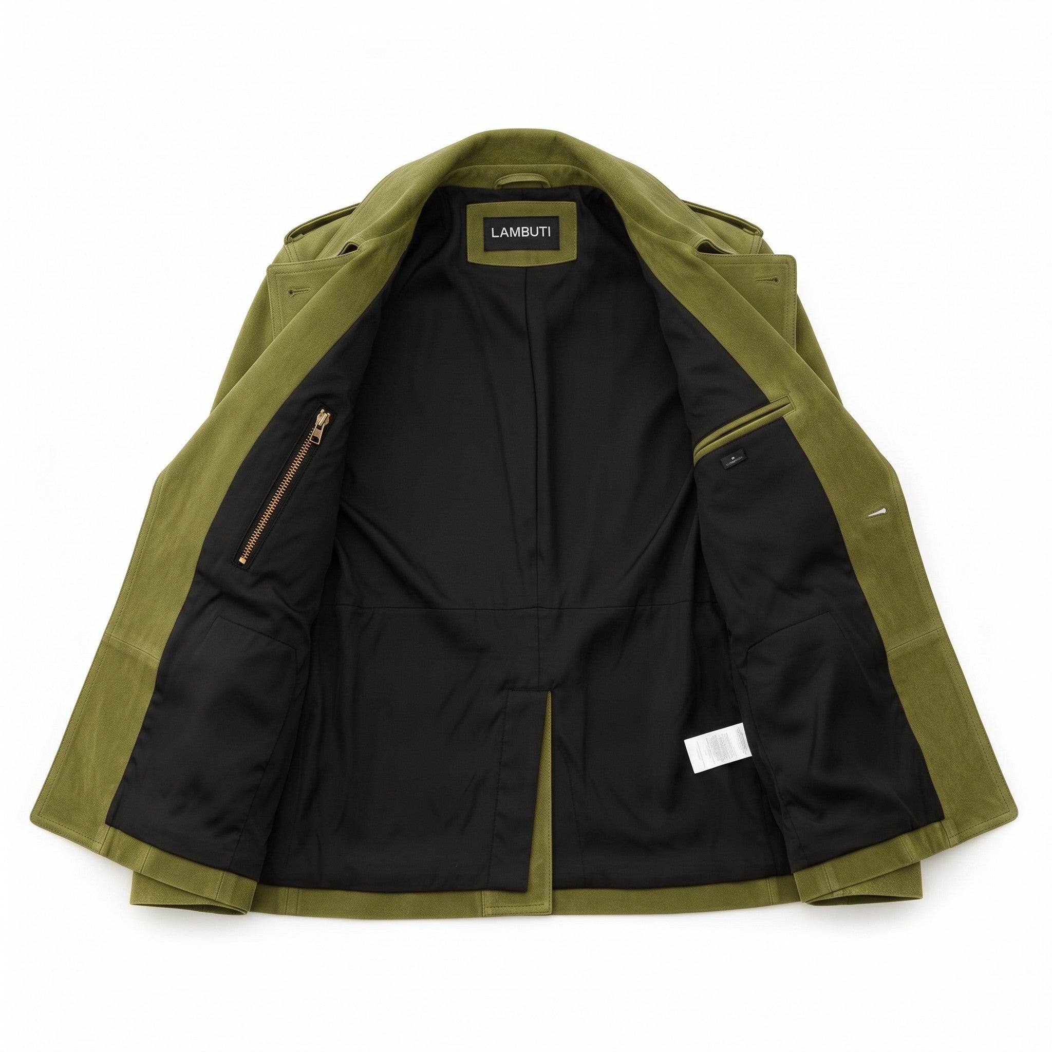 Men's Olive Green Suede Peacoat — Holford