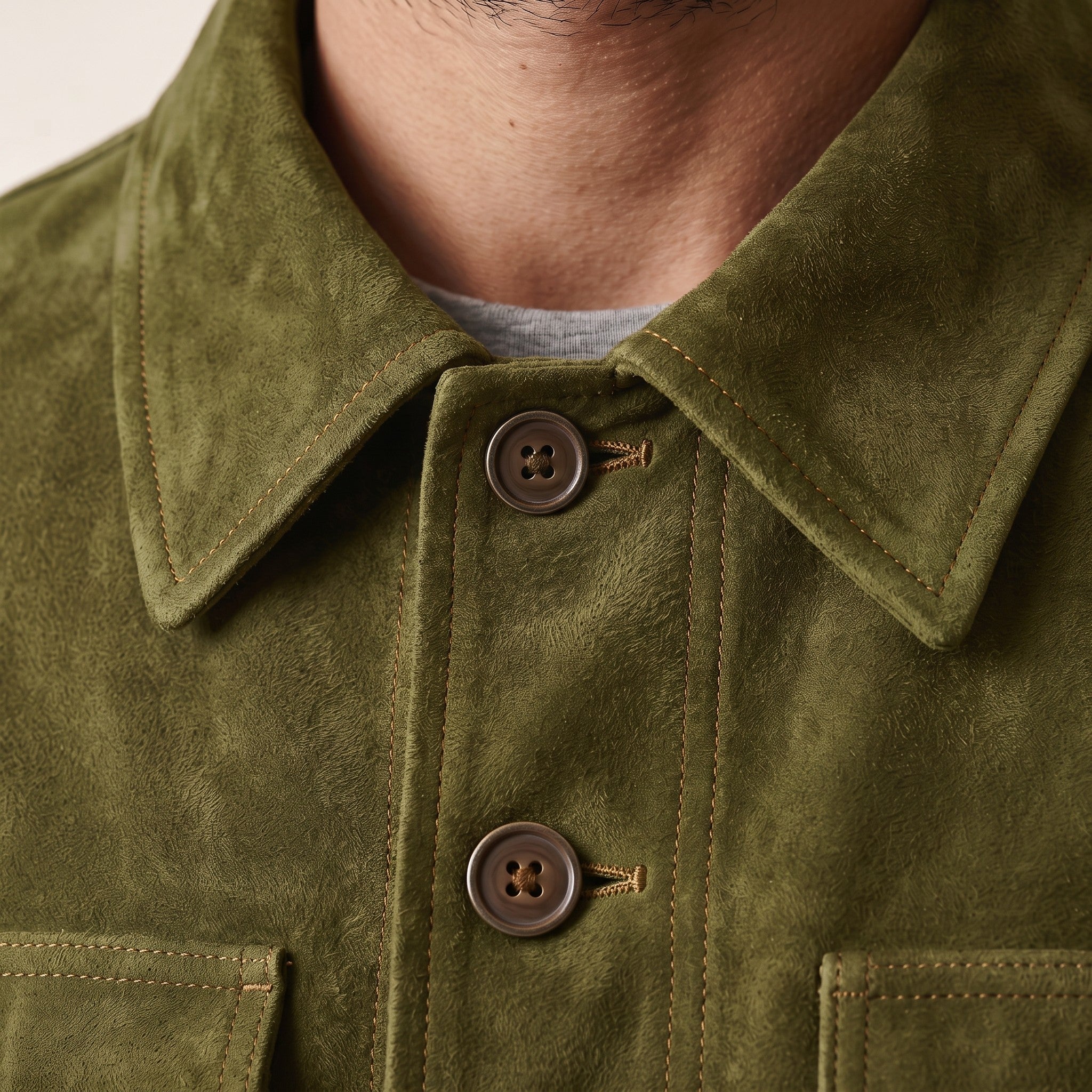 Men's Olive Green Suede Jacket — Culham