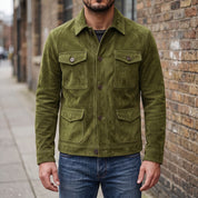 Men's Olive Green Suede Jacket — Culham