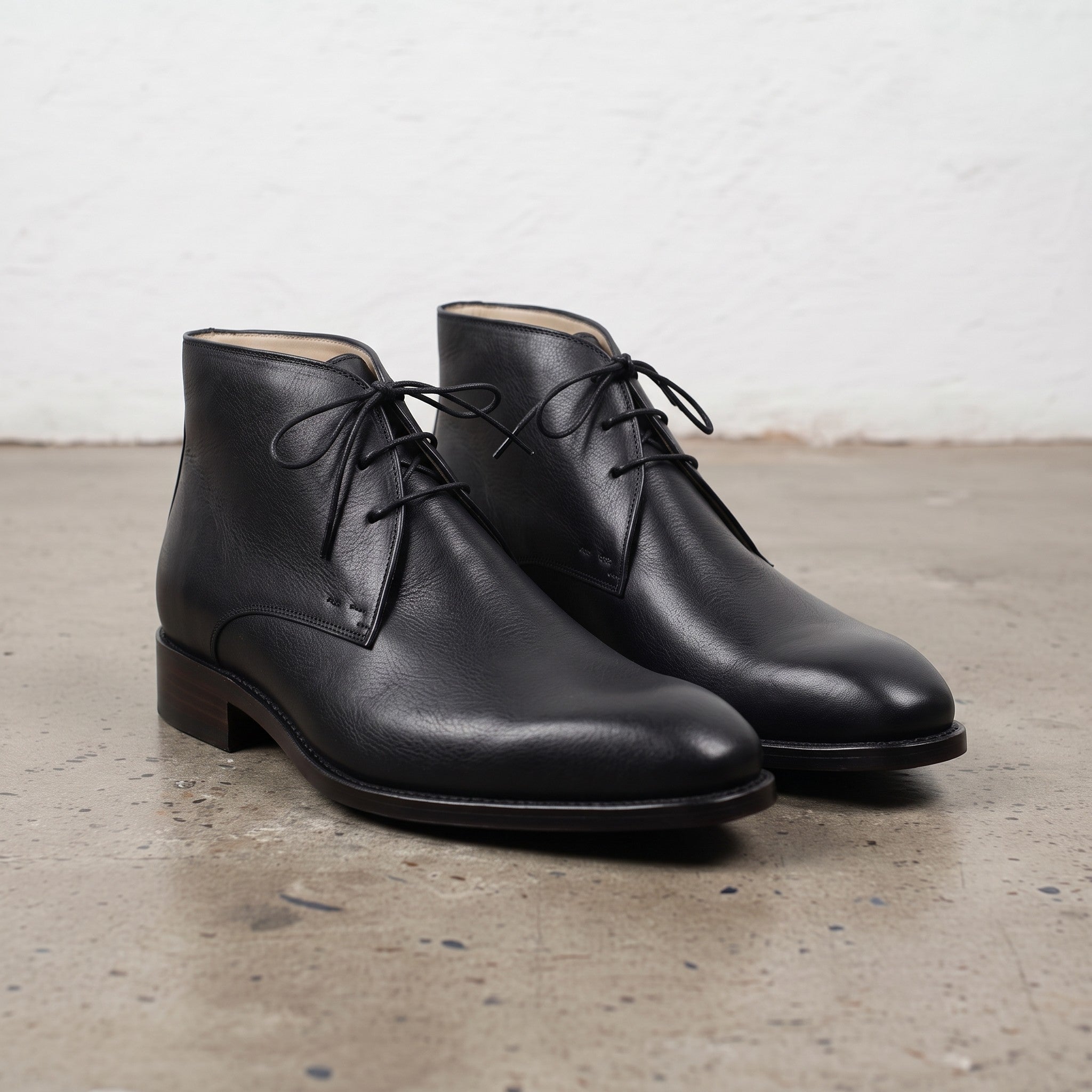 Men's Black Plain-Toe Leather Chukka Boots — Hornsey