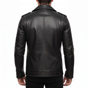 Men's Black Leather Pea Coat — Rowley