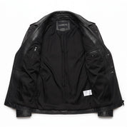 Men's Black Leather Pea Coat — Rowley