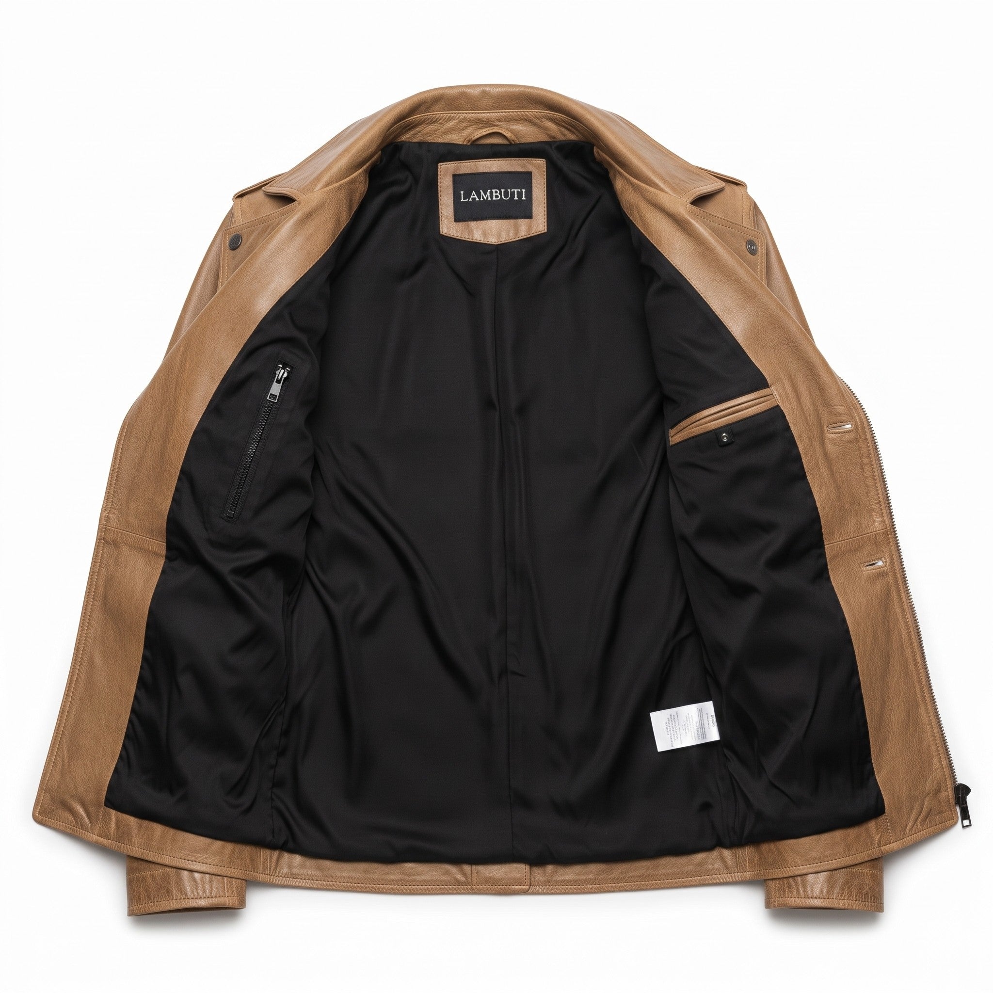 Men's Tan Leather Pea Coat — Rowley
