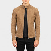 Men's Tan Suede Cafe Racer Jacket — Gullane
