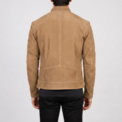 Men's Tan Suede Cafe Racer Jacket — Gullane