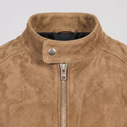 Men's Tan Suede Cafe Racer Jacket — Gullane