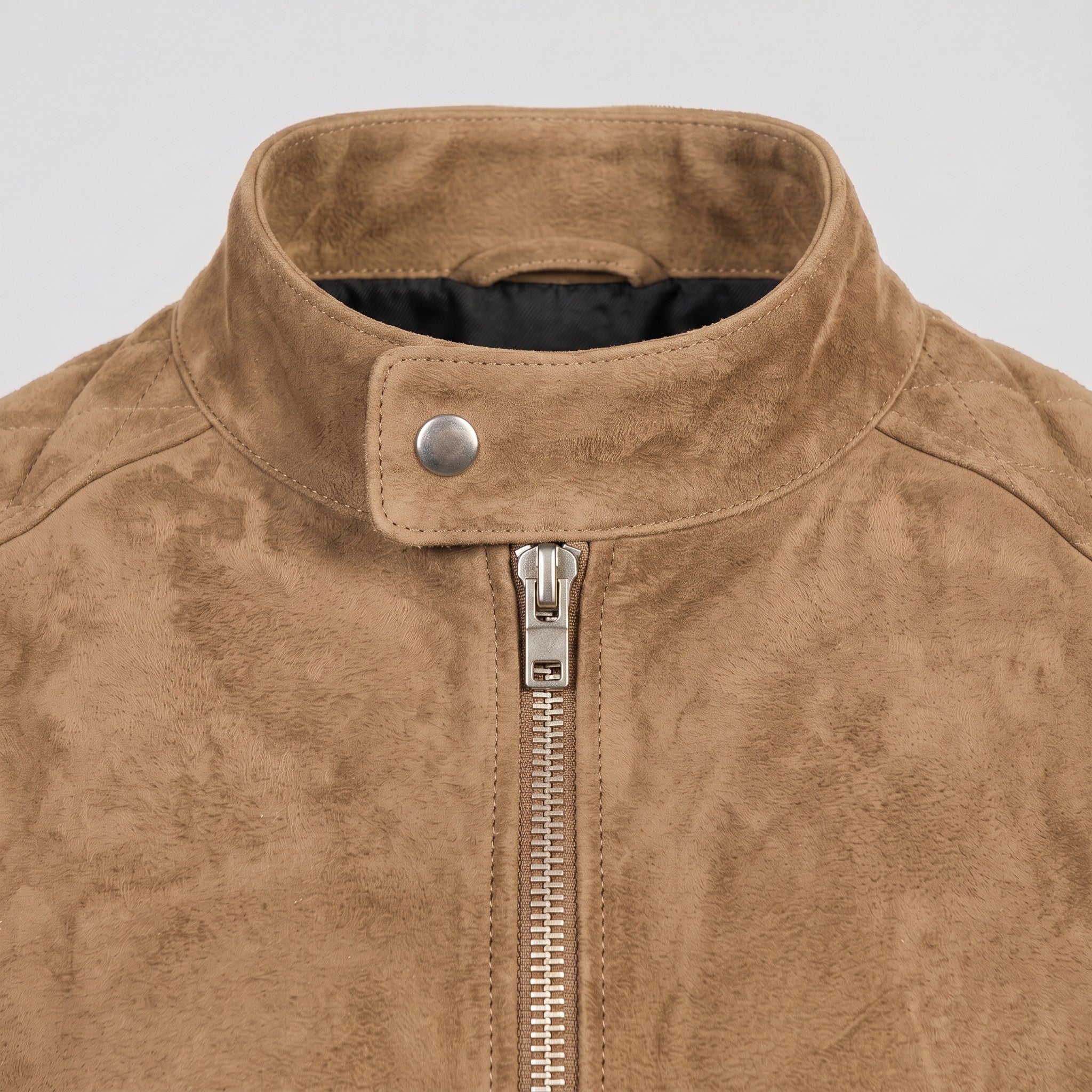Men's Tan Suede Cafe Racer Jacket — Gullane