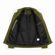 Men's Olive Green Suede Cafe Racer Jacket — Gullane