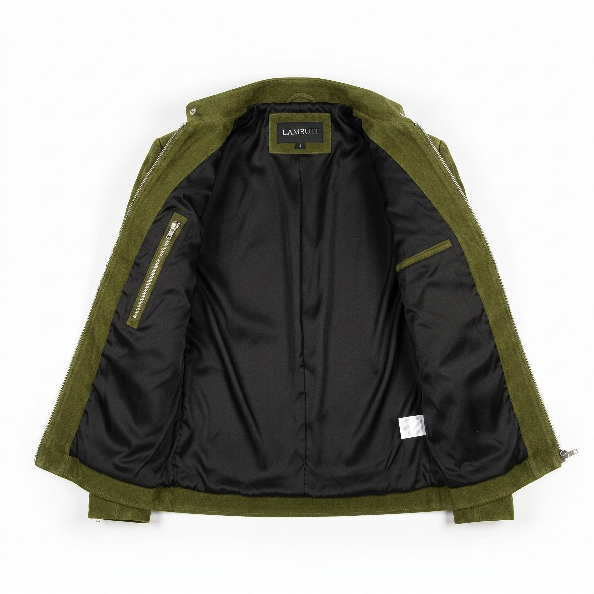 Men's Olive Green Suede Cafe Racer Jacket — Gullane