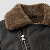 Men's Black Shearling Leather Biker Jacket — Brighouse
